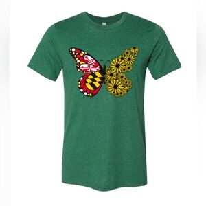 🆕 Maryland Flag & Black Eyed Susan Butterfly (Heather Green) / Shirt